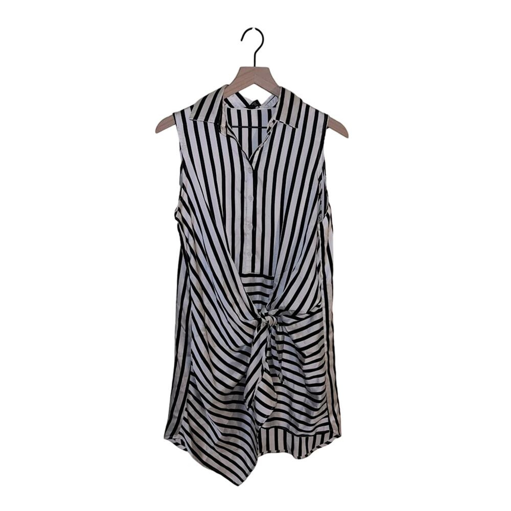 NWT AQUA black and white sleeveless dress M